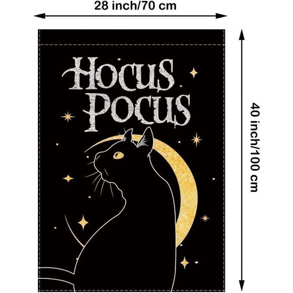 Halloween Black Hocus Pocus Double Sided Fall Yard Decor 28 x 40 Inch Large - Picture 2 of 5